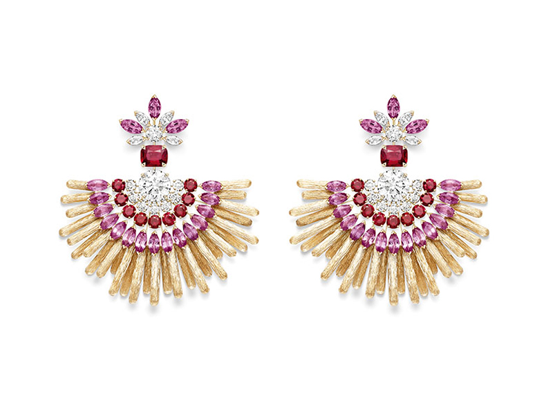 Piaget - Boucles d'oreilles Desert Sunbow serties de diamants, spinelles rouges, rubis et saphirs 