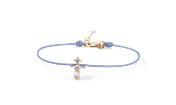 Little Ones Paris Little Girl purple thread bracelet with six diamonds in rose gold