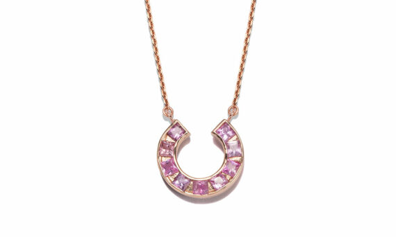 Jolly Bijou Sundial necklace pink rose gold pink sapphires