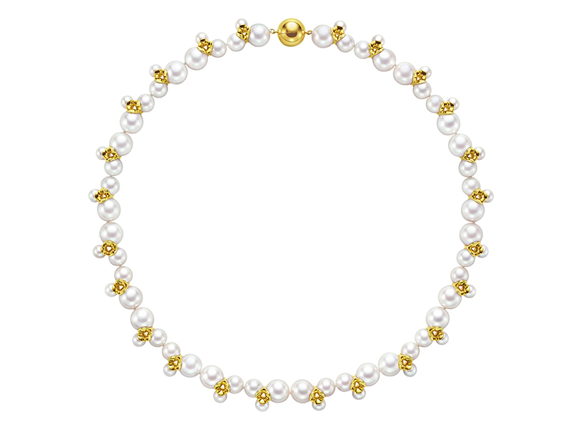 M/G TASAKI - Illusion necklace mounted on yellow gold with freshwater pearls