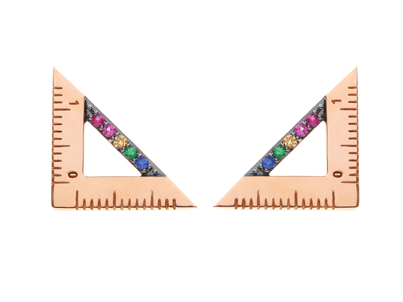 Nadine Ghosn - Contractor earrings mounted on rose gold set with ruby and sapphire
