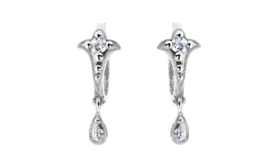 De Jaegher Lily flower earrings white gold diamonds
