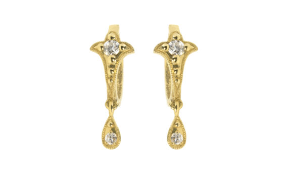 De Jaegher Lily flower earrings yellow gold diamonds