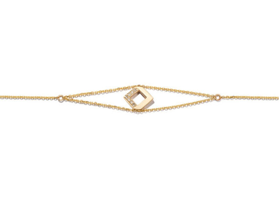 Jolly Bijou - Chevron bracelet mounted on 14ct yellow gold set with round cut diamonds