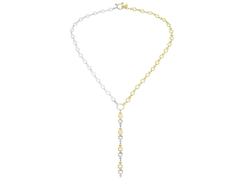 Ilona Orel - Venus and Mars Necklace Kiss mounted on yellow and white gold