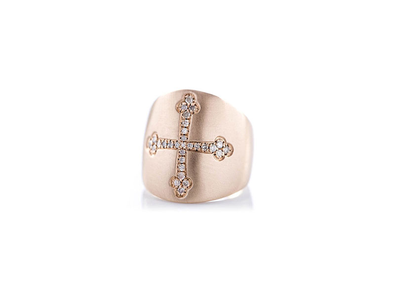 Otto Jewels - Bague Chevalière croix en diamants