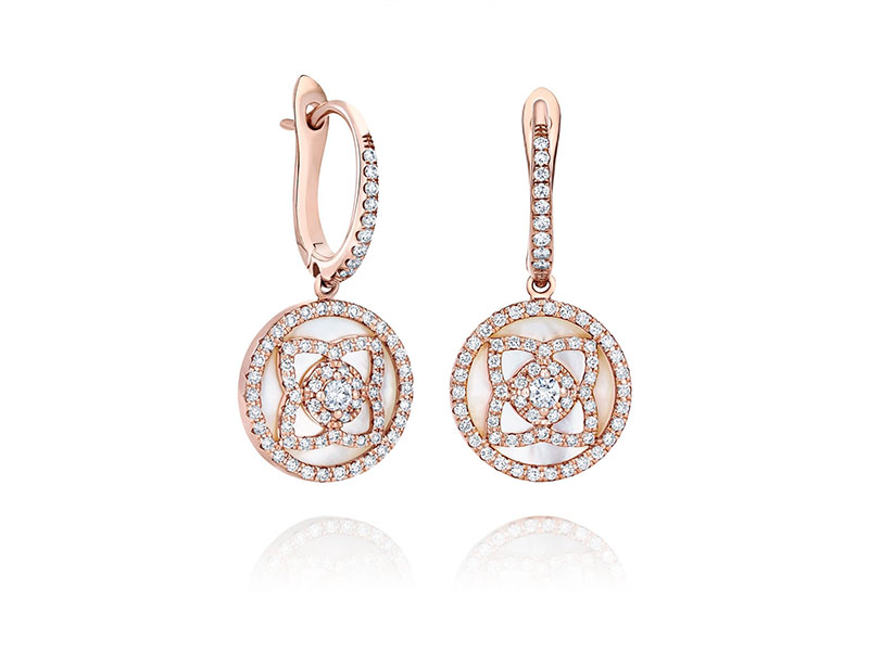 De Beers - Enchanted Lotus Rose Gold & White Mother of pearl Sleeper Earrings