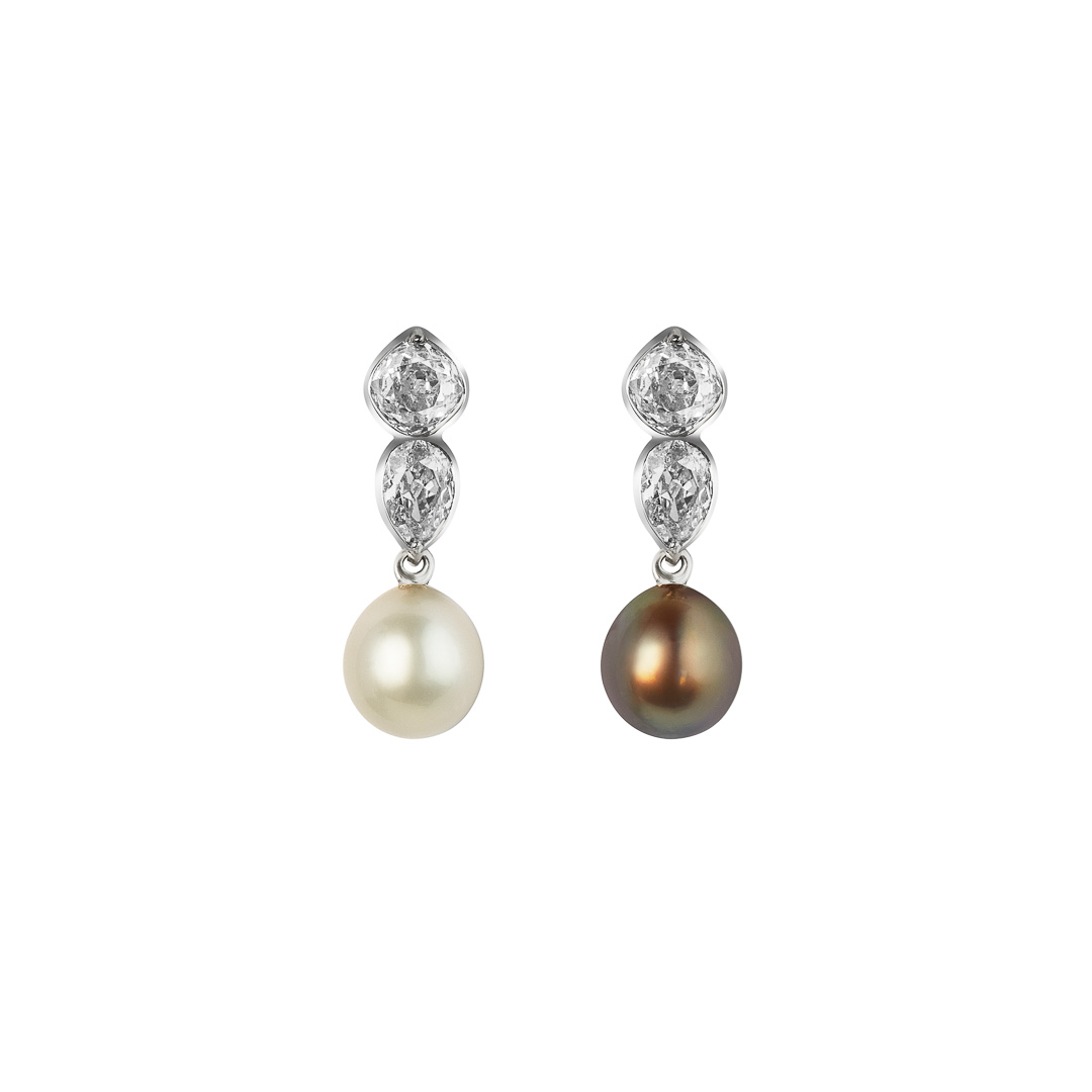 Shop « Lee » natural pearls and diamonds convertible earrings by ...