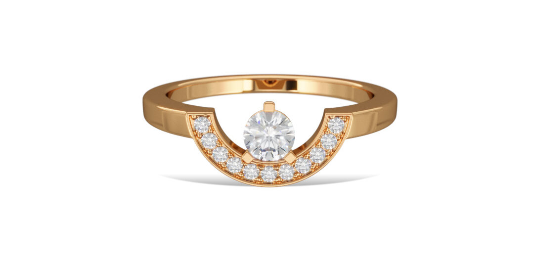 Ring Intrépide petit arc 0.25ct pavée – 18k yellow gold