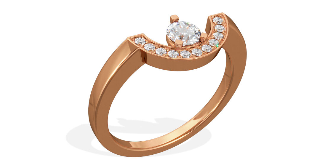 Ring Intrépide petit arc 0.25ct pavée – 18k rose gold