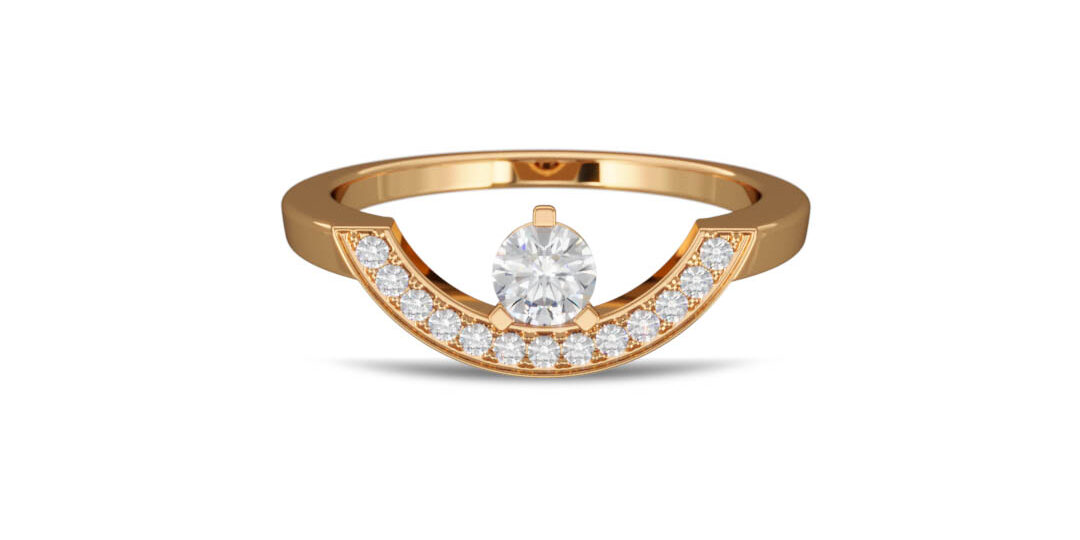 Ring Intrépide grand arc 0.25ct pavée – 18k yellow gold
