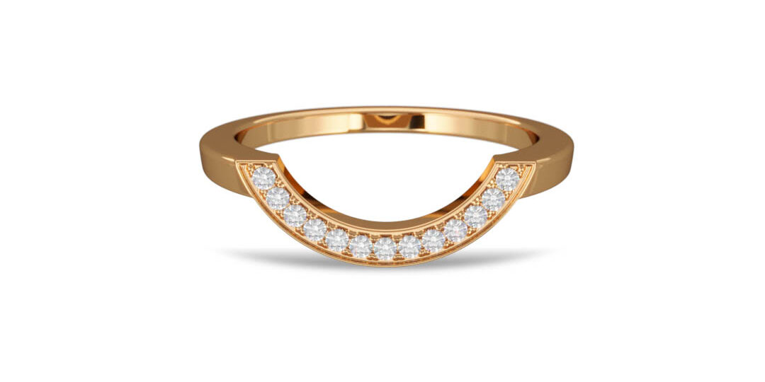 Ring Intrépide grand arc pavée – 18k yellow gold