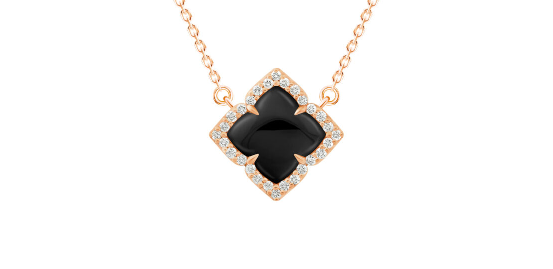 Chakra Necklace Onyx and White Diamonds