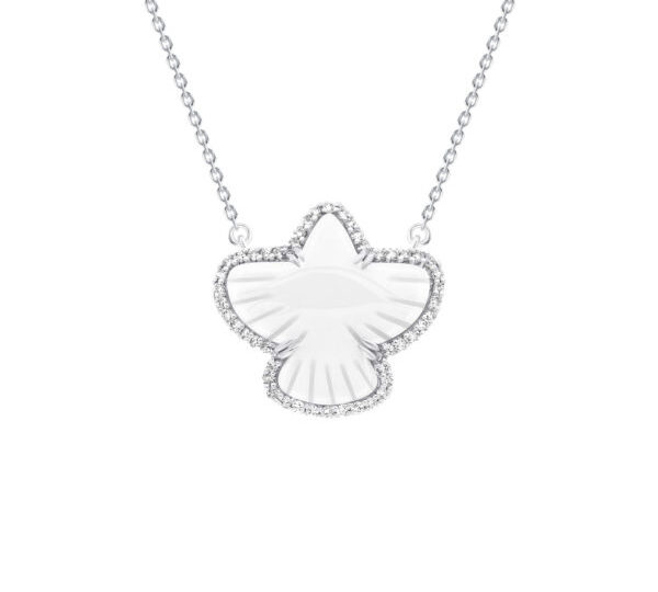 Small Eagle Agate White Diamond Necklace