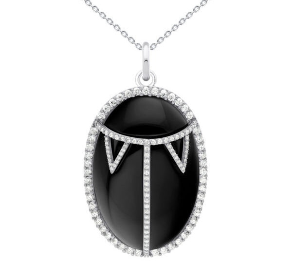 Large Scarabée Double Set Onyx White Diamonds Necklace